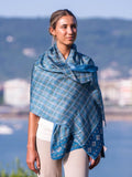 Fular de seda doble Azul trenzado