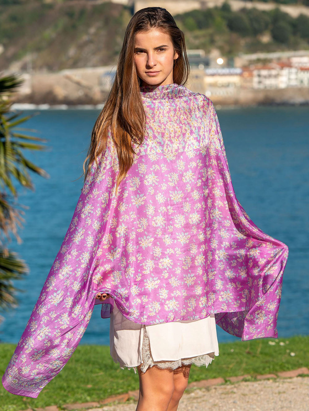 Fular de seda Morado Lavanda Imperial